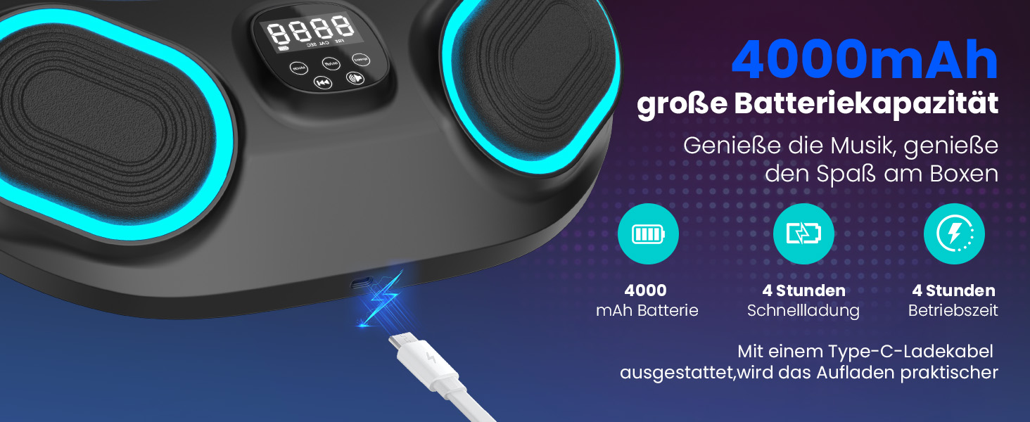 Музична боксерська машина з LED-підсвіткою, Bluetooth, 9 режимами швидкості та підрахунком ударів, електронний бокс-тренажер для дітей і дорослих, музичний бокс для дому та спортзалу