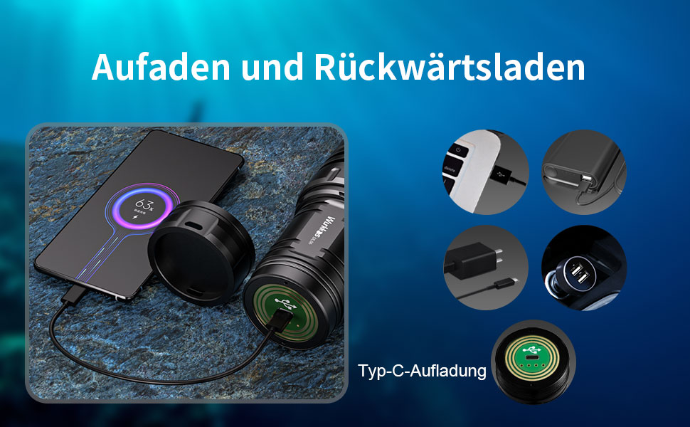 Ліхтар під водою Wurkkos DL06 з 6 LED XHP50.2, 15000 Люмен, акумулятор 3*5000mAh, USB-C зарядка, 6000K