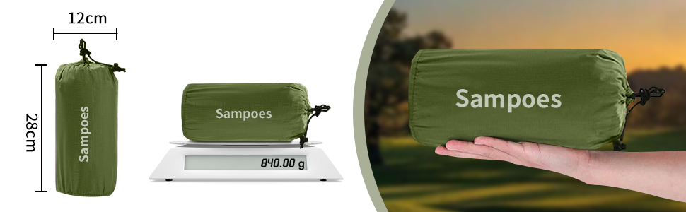 Надувний килимок для кемпінгу Isomatte, 10 см, самонадувний, з насосом, для туризму та відпочинку на природі (зелений, одинарний)