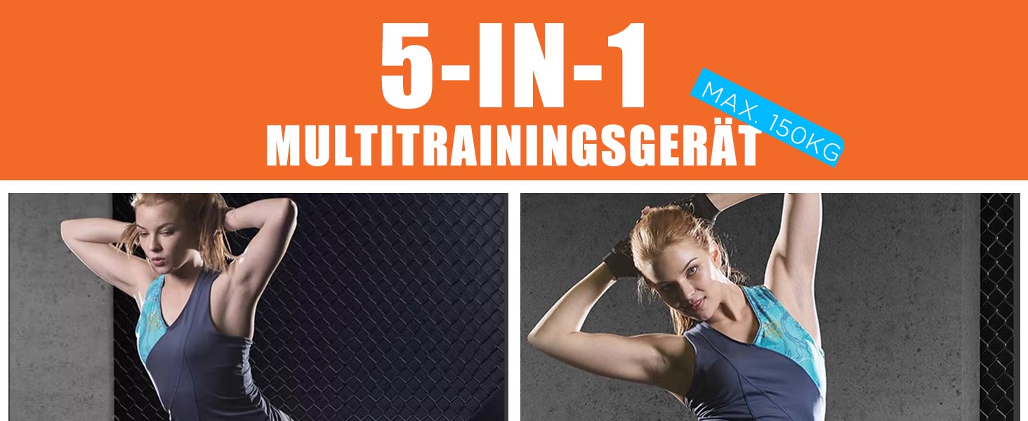 DH FitLife 5-в-1 тренажер для спини та пресу, гіперекстензія, складаний римський стілець до 150 кг, багатофункціональна лавка для вправ і гантелей для дому