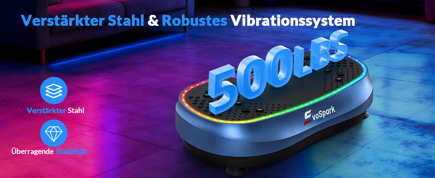 Вібраційна платформа для дому: 6+1 режимів тренувань, 199 швидкостей, 200W двигун, LED-підсвітка (темно-синій)