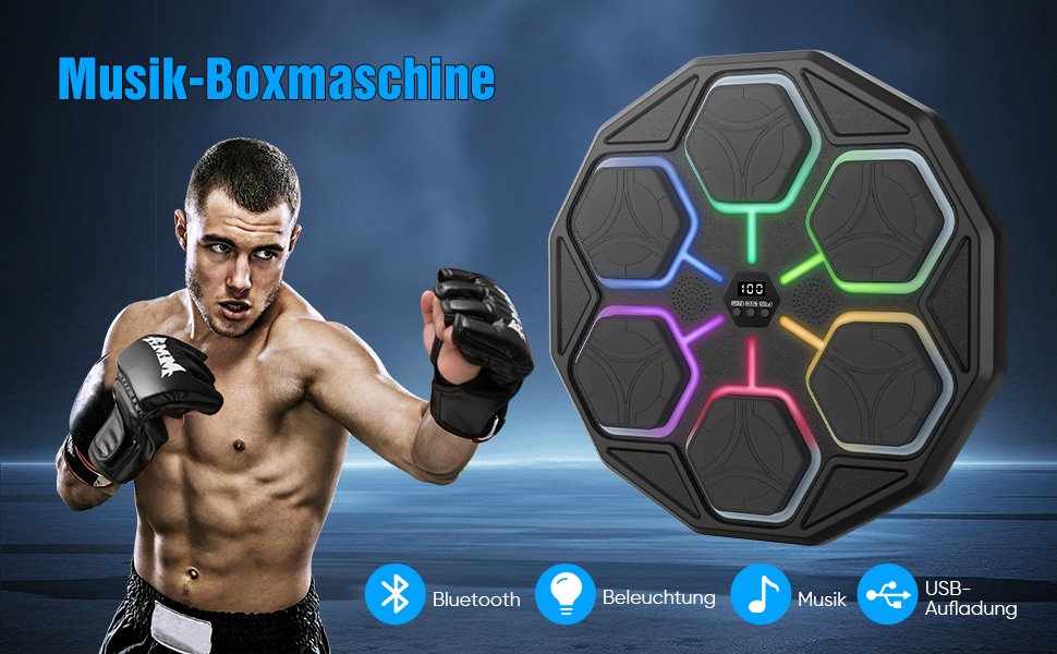 Музичний боксерський тренажер: електронна машина для ударів з Bluetooth, 11 швидкостей, 3 режими, лічильник, подарунок для дорослих та дітей