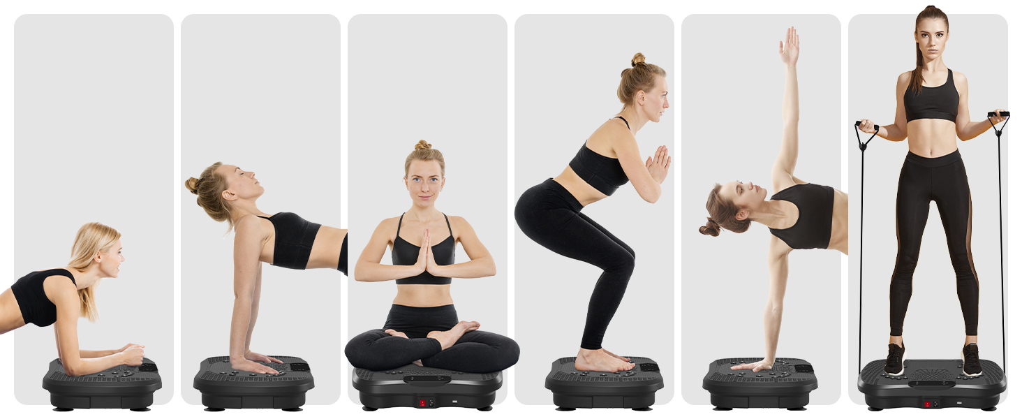 Платформа для вібраційного тренування Dripex, 3D, 99 рівнів, 5 програм, Bluetooth, стрічки, чорна