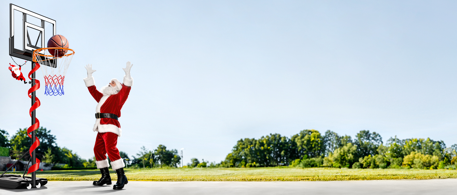 Баскетбольне кільце вуличне з підставкою, регульована висота 100-305 см, міцна задня дошка, сітка для дітей та дорослих