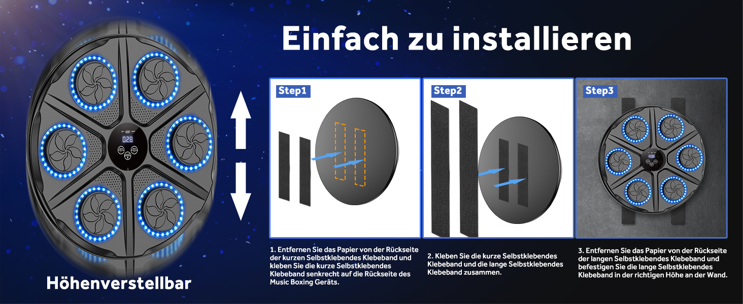 Yorraka Музичний бокс-машина для дорослих з LED підсвіткою, Bluetooth, 12 режимів швидкості, музичний тренажер для боксу з рукавичками