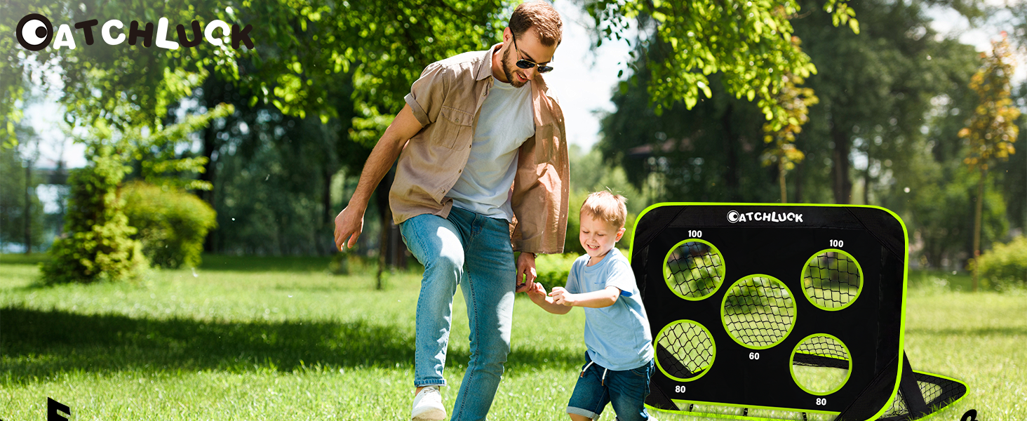 Дитячі футбольні ворота CATCHLUCK для саду, Pop Up ворота з 6 перешкодами, цілями та сумкою, чорний колір