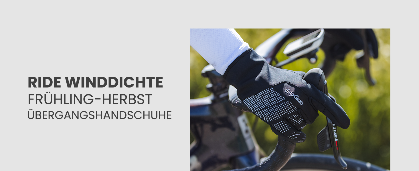 Велосипедні рукавички GripGrab Ride: тонкі, непромокаючі, з антиковзаючою поверхнею, чорні, розмір M, для перехідного сезону
