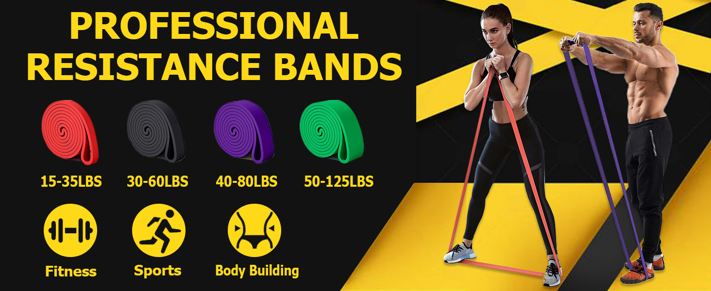 Стрічки для фітнесу з різним опором, еспандери для тренувань, йоги та м'язової тонізації