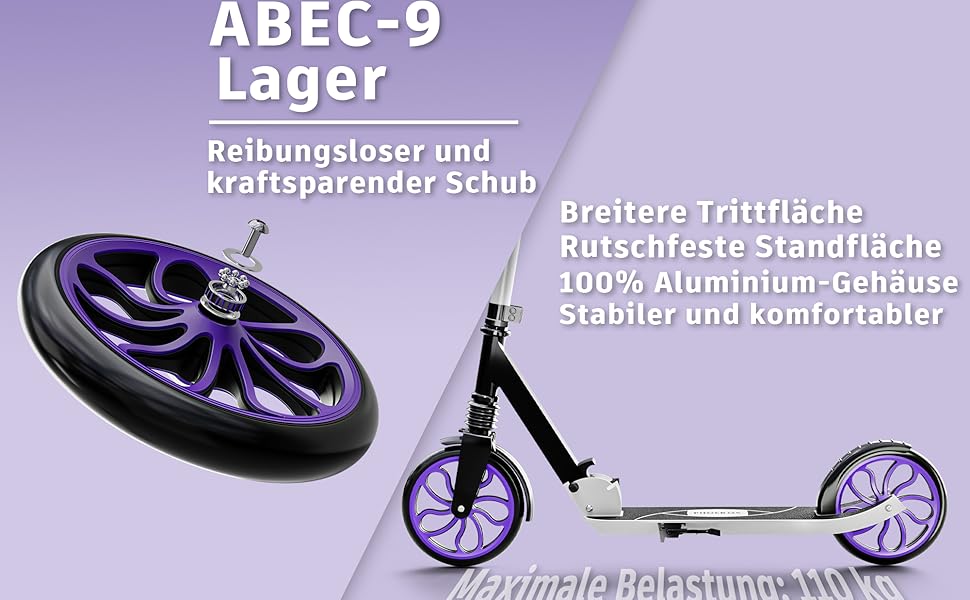 Дитячий трюковий самокат PHOEROS для дітей та дорослих, складний, з регулюванням висоти, амортизація, 200 мм колеса (білий)