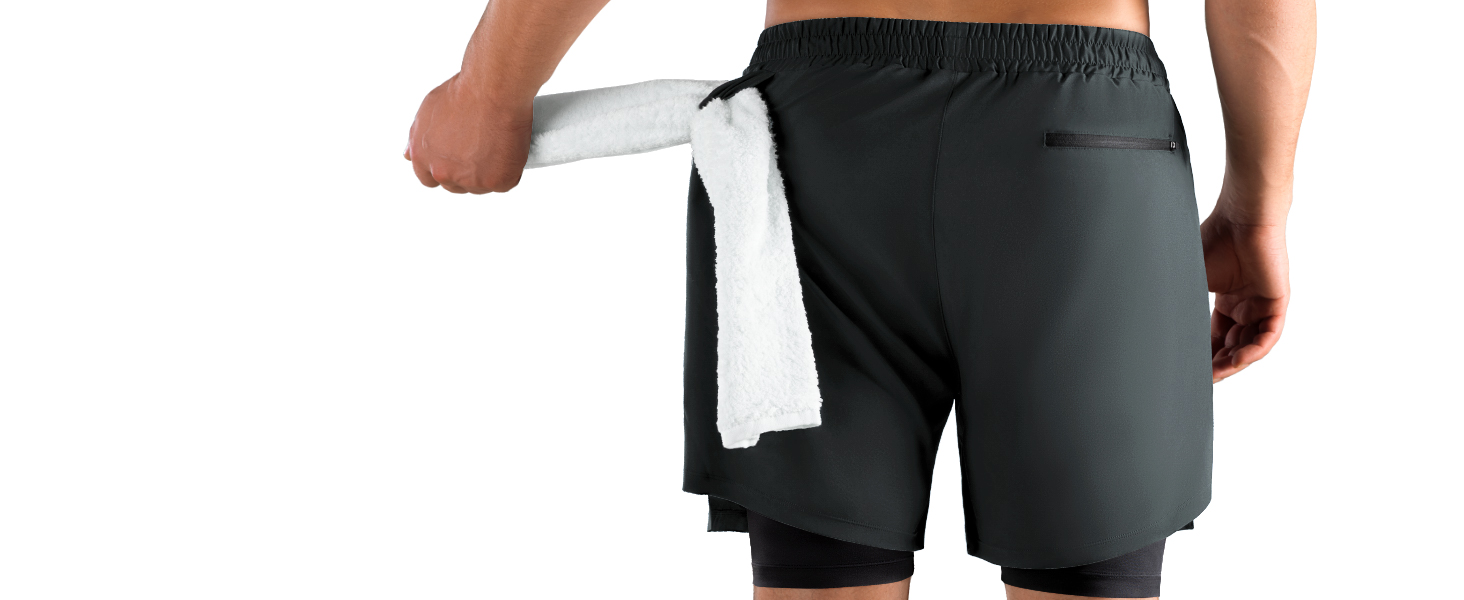 Шорти чоловічі Niksa 2er Pack 2-в-1: спортивні, швидковисихаючі, дихаючі, з кишенею для телефону (XL, сірий)