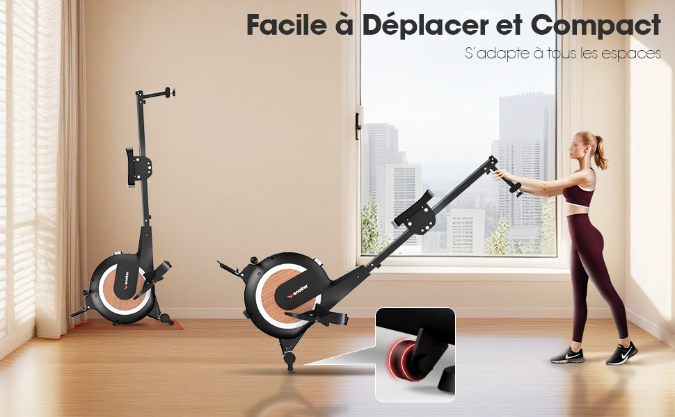 Гребний тренажер Wenoker з магнітним опором, для дому, 32 рівні опору, з додатком, для домашнього спортзалу, кардіотренажер, 160 кг, LCD-монітор (H310C)