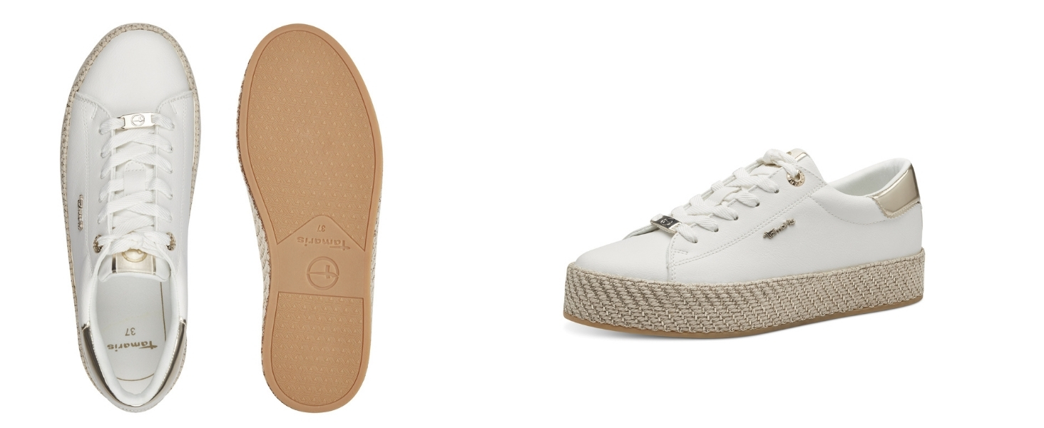 Кросівки жіночі Tamaris Low-Top біло-золотисті, 38 EU - Стильні повсякденні кеди