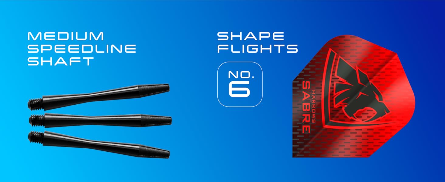 Дарти Harrows Sabre 26 г, сталеві наконечники 90% вольфрам, набір 16 шт. з кейсом та запасними частинами