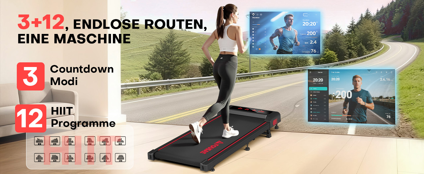 Бігова доріжка Walking Pad для дому з нахилом 9%, потужність 2.5HP, швидкість 1-10 км/год, LED-дисплей, 12 програм, до 150 кг (Чорно-червона)