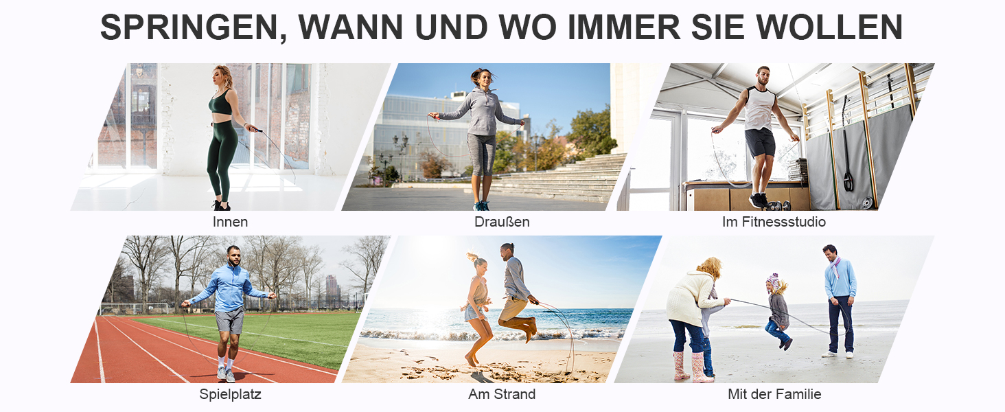 Скакалка Springseil: регульована, довговічна, з підшипниками 360°, без скручування, з ручками з Memory Foam, антиковзка, з сумкою для перенесення