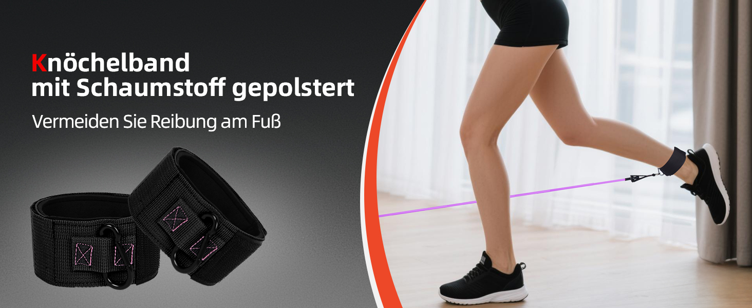 Набір еластичних стрічок Abahub для фітнесу з дверним кріпленням, ручками та петлею для ніг – для тренувань всього тіла, домашній спортзал, ідеально для початківців та досвідчених (Рожевий, 100LB)