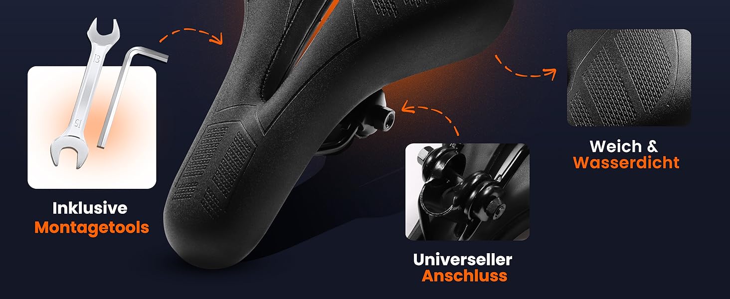 ANFIL® Велосипедне сідло - Максимальний комфорт - Ергономічне сідло з Memory Foam 3.0 для жінок та чоловіків - Зручне та м'яке - з оптимізованим розподілом тиску для тривалих поїздок