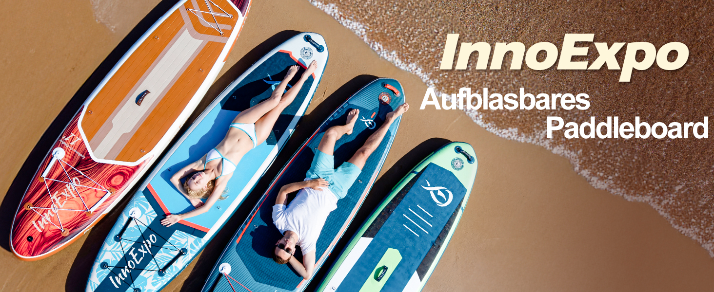 Надувні SUP-дошки InnoExpo 11' з преміум аксесуарами: широка, стабільна дошка з антиковзким деком для підлітків та дорослих (дерево)