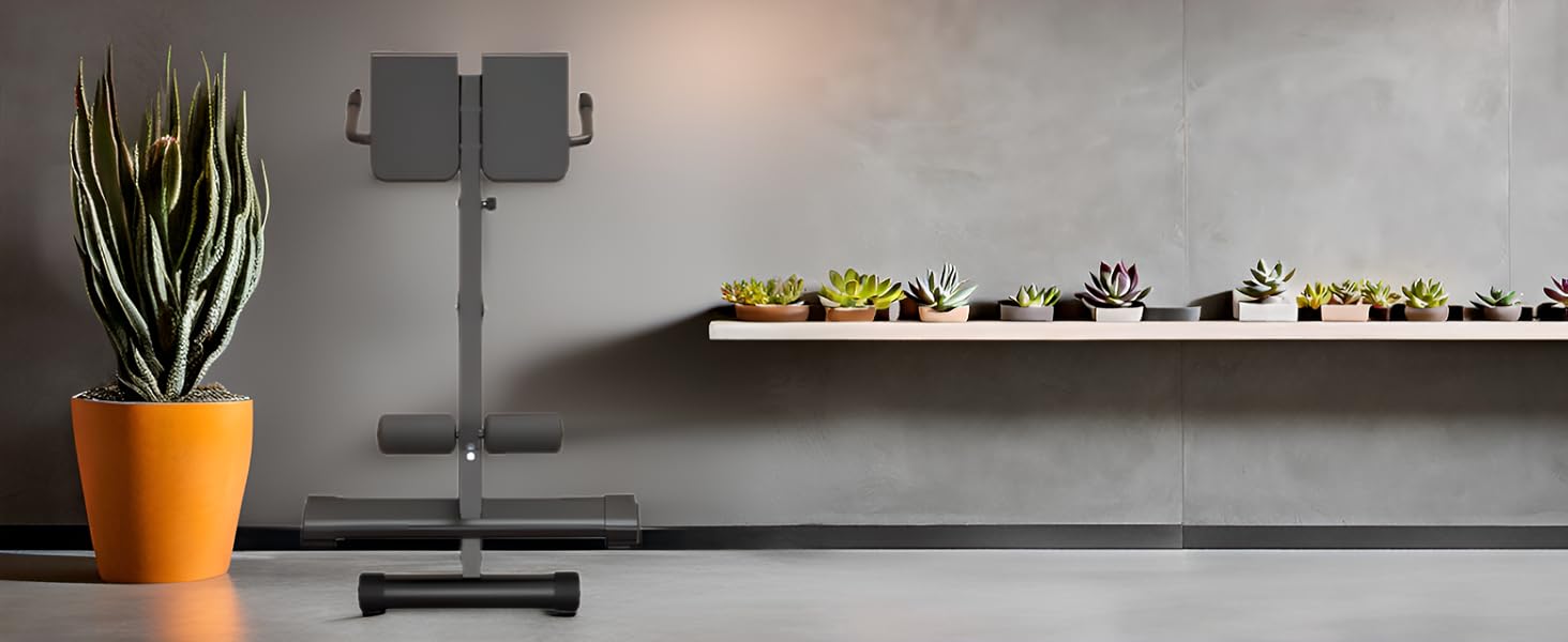 Тренажер для спини з гіперекстензією 45 градусів, регульована висота та спинка, міцний та зручний – для тренування сідниць, стегон та пресу, складана лава, чорний