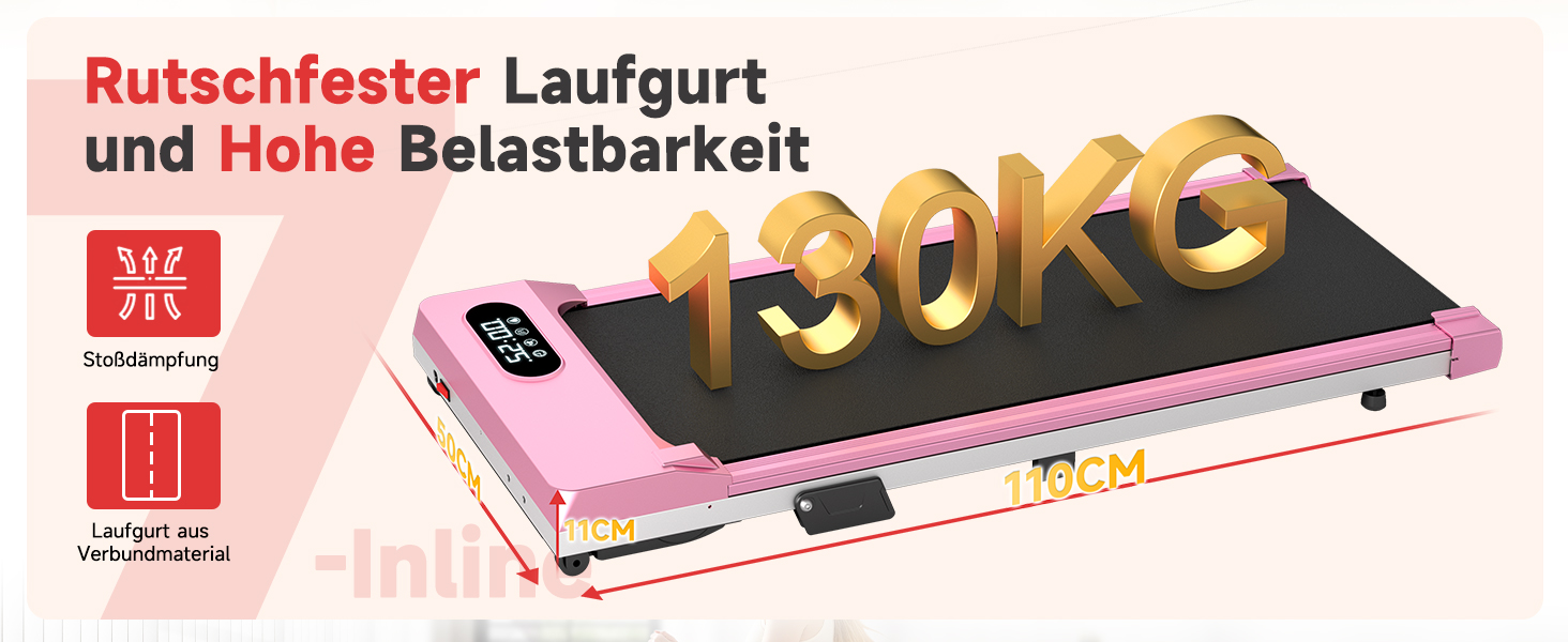 Walking Pad для дому HomeFitnessCode: електричний біговий килимок з нахилом, 1-8 км/год (Рожевий)