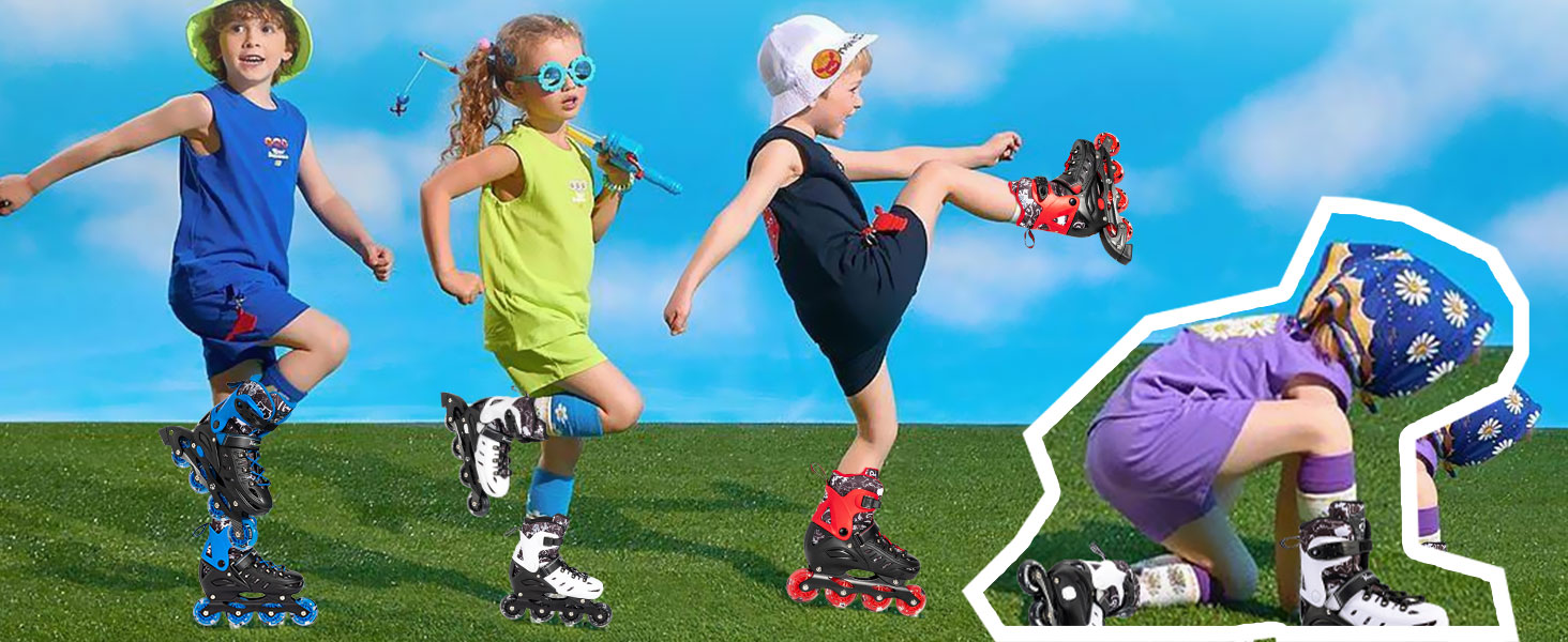 Дитячі ролики Kuxuan з підсвічуванням, регульовані, для дівчаток та хлопчиків, розмір EU 31-35, зелені