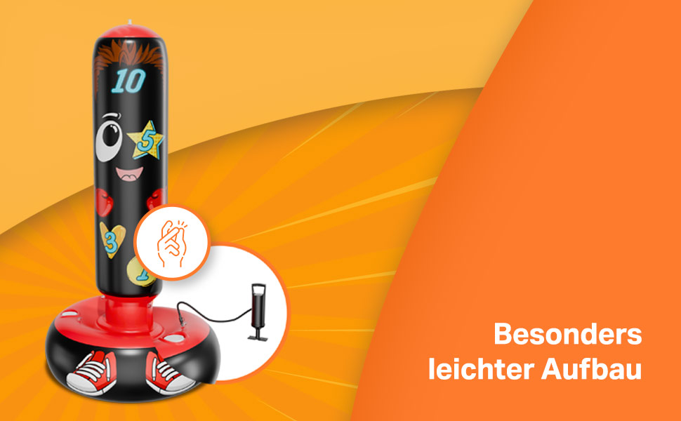 AVENTERA® Боксерський мішок для дітей 3-12 років (160см, навчальний ефект) - 4-в-1 комплект - для тренувань, розвитку рухливості та моторики - перевірена якість