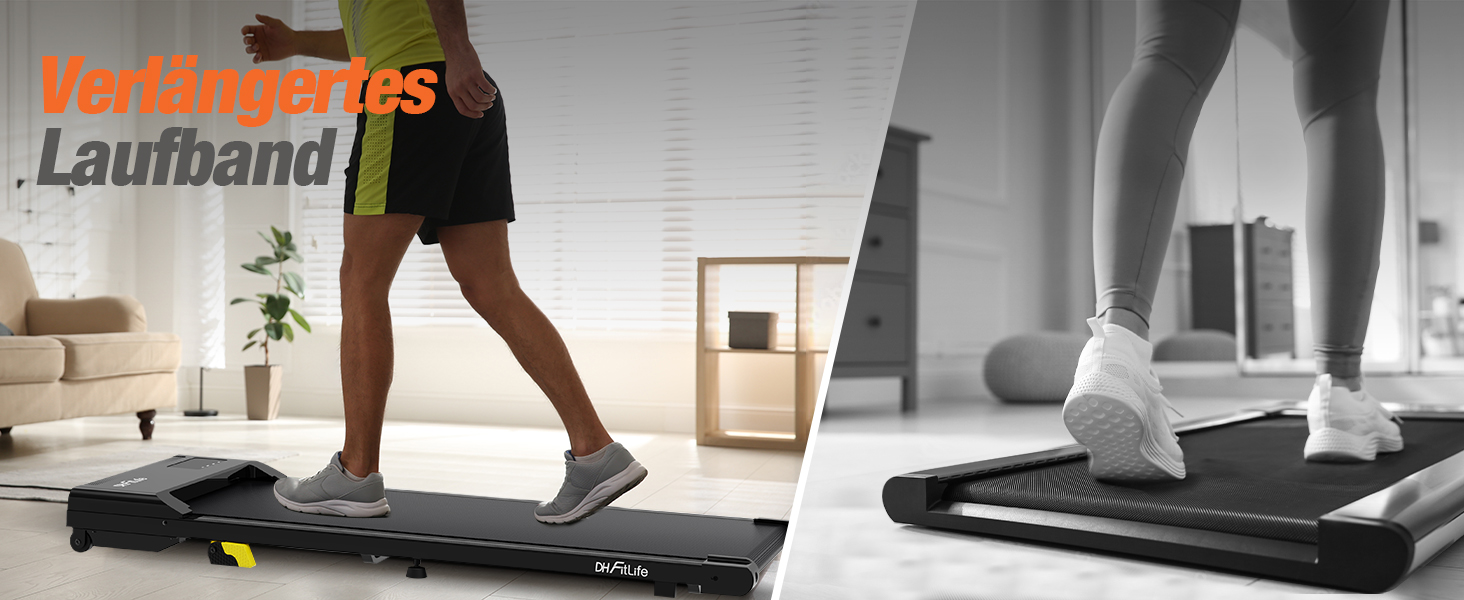 DH FitLife 2026 Walking Pad: Безшумне ходункове тренажерне обладнання з регулюванням нахилу до 6% | Для дому та офісу | З керуванням через APP | TÜV geprüft