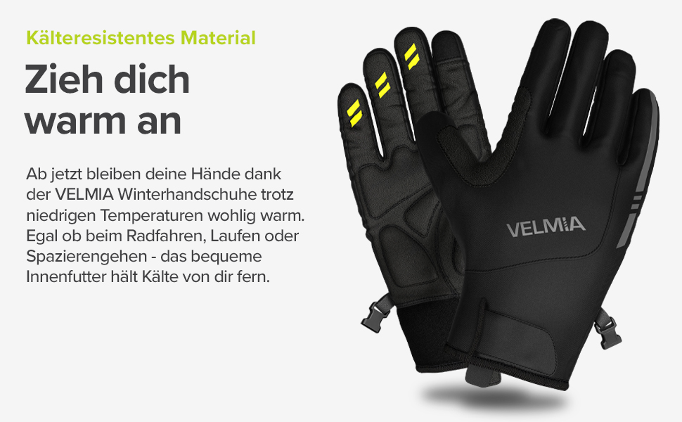 VELMIA Рукавички для велосипеда зимові водонепроникні для чоловіків та жінок теплі спортивні рукавички для активного відпочинку та бігу