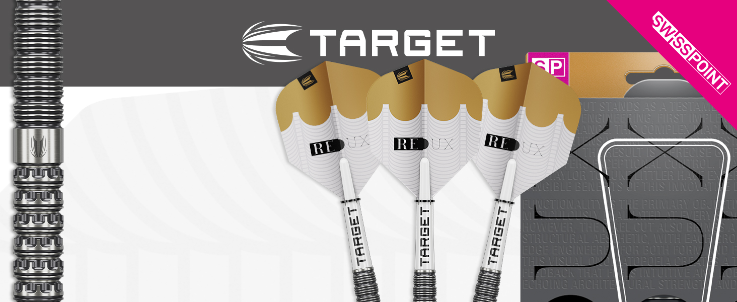 Дарти сталеві Target Darts Redux 90% Tungsten (22G/23G/24G/25G/26G) + пір'я Pro Ultra Nr. 6 + стержні Pro Grip + інструмент для ремонту