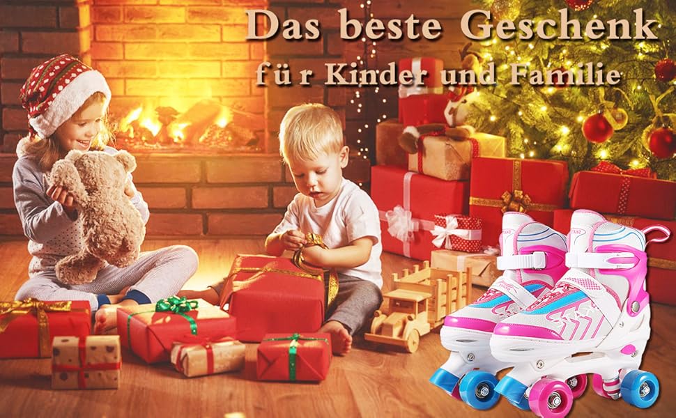 Роликові ковзани Hikole для дітей, початківців, регульовані, 8 PU-коліс, для хлопчиків та дівчаток, рожеві, розмір S (31-34)