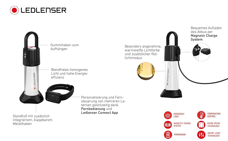 Ліхтар LED Ledlenser ML6 Warm Light 750 лм, акумуляторний, до 200 год, з Power Bank, червоним світлом, магнітний, для кемпінгу та активного відпочинку, чорний