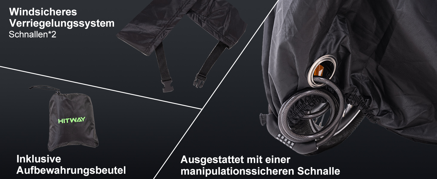 Чохол для велосипеда HITWAY, водонепроникний, 420D, захист від УФ-променів, пилу та дощу, з отвором для замка та кишенею, для електровелосипедів до 29 дюймів, чорний