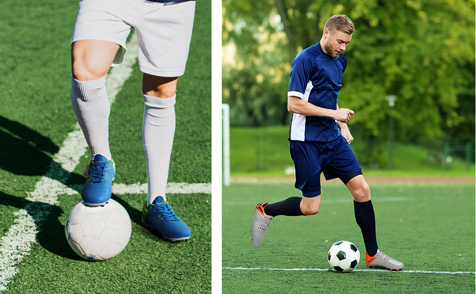 Чоловічі футбольні бутси DREAM PAIRS для тренувань та гри на траві. Професійні шипові бутси, чорний, зелений, червоний, 41 EU