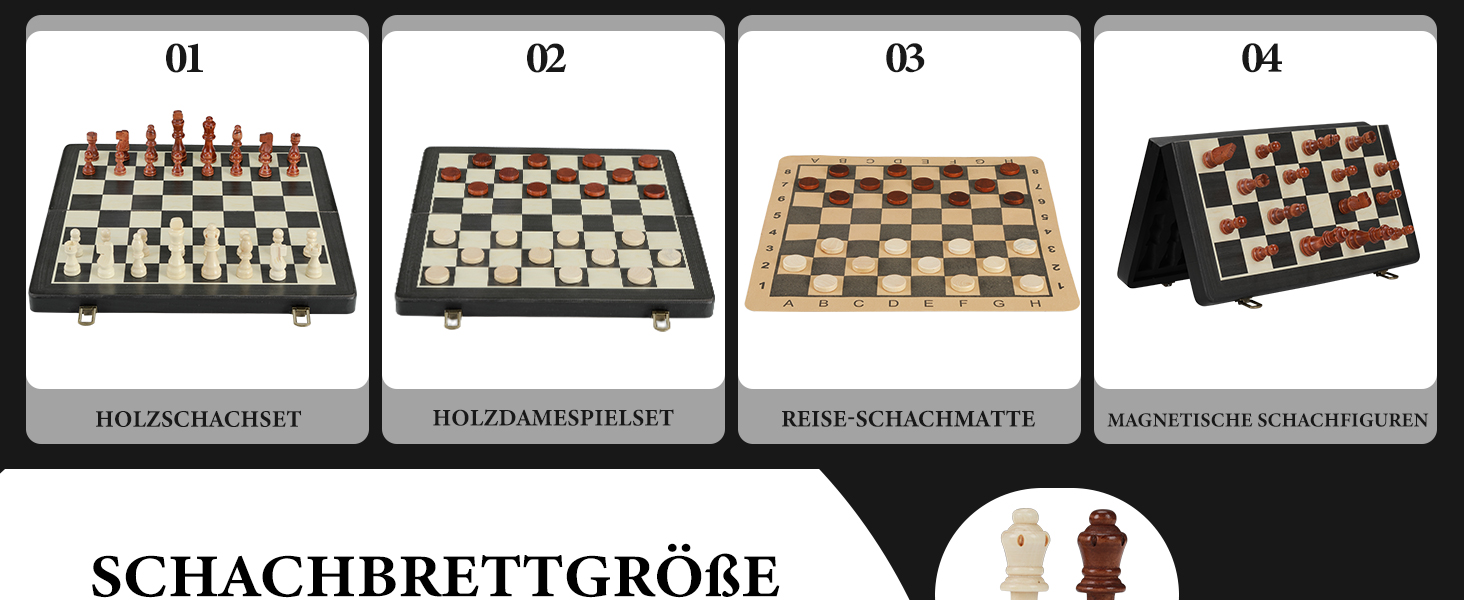 Шаховий набір Joneytech 2 в 1 магнітний, 39х39 см, дерев'яний, складаний, для дорослих та дітей, з додатковою королевою
