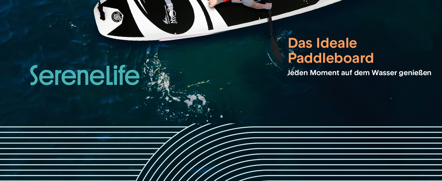 Надувний SUP СерeneLife Stand Up Paddling Board: комплект з веслом, насосом та сумкою. Touring SUP для дітей та дорослих, чорно-сірий, 155 кг.