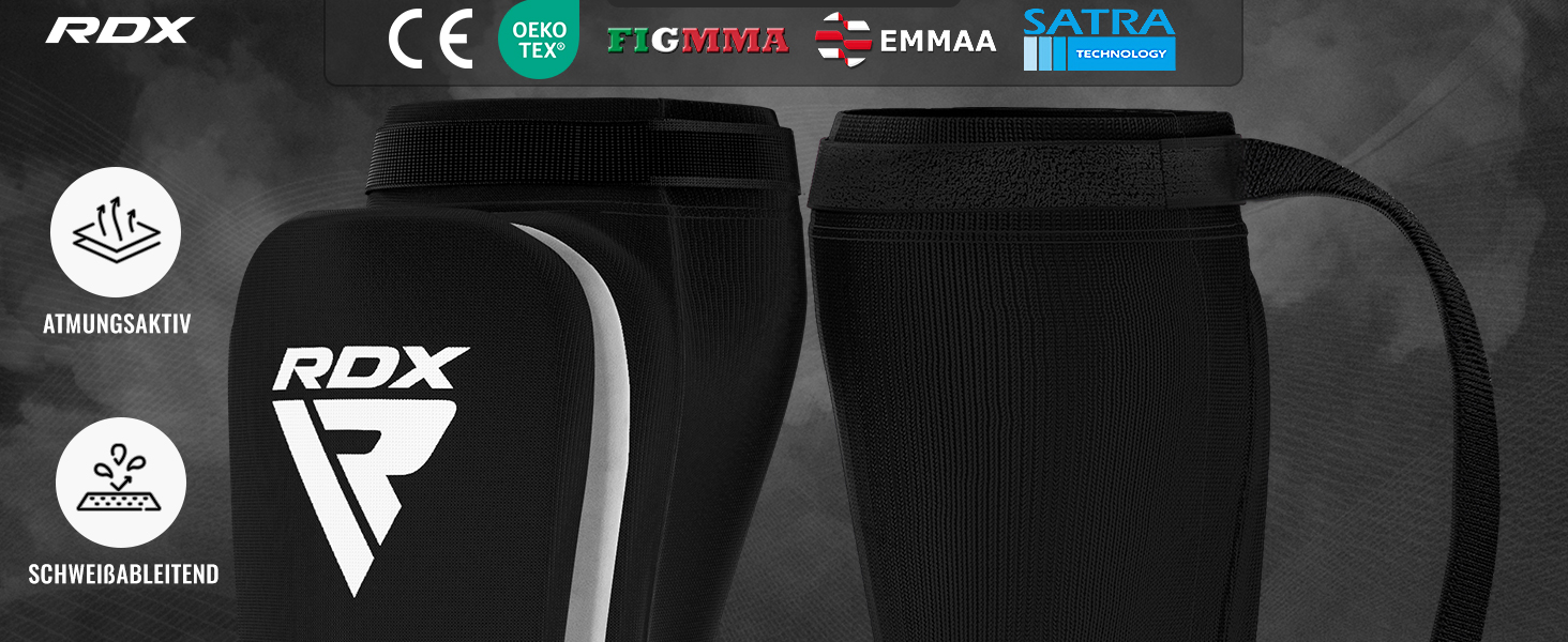 Захисники для ніг RDX для кікбоксингу, тайського боксу, ММА, муай-тай. Захист для ніг, чоловічі та жіночі, повний захист, чорний колір.