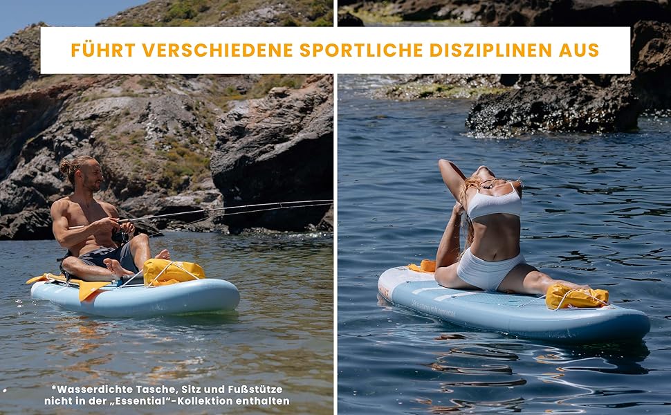 Надувний SUP-борд HUIIKE з аксесуарами: весло, фіни, насос. Стабільний та міцний, 305 x 84 x 15 см, до 130 кг. Колір Enjoyer Blue (Essential)