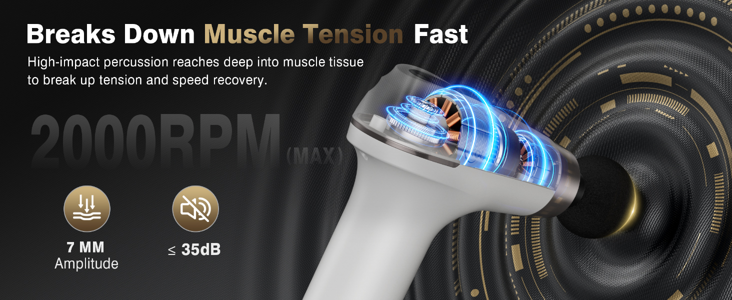 Масажер для тіла Cotsoco з подовженим насадженням, масажний пістолет для спини з 4 насадками та 6 рівнями швидкості, подарунок для чоловіків та жінок, чорний