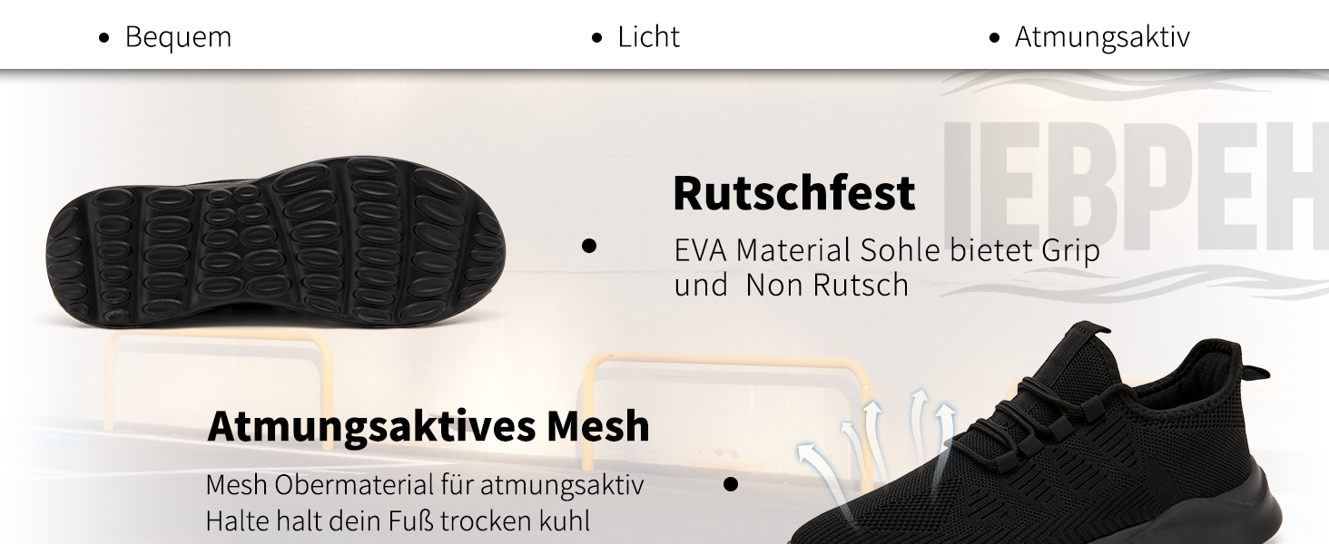 Чоловічі кросівки для бігу та занять спортом: спортивні, зручні, дихаючі, 43 EU, чорний колір