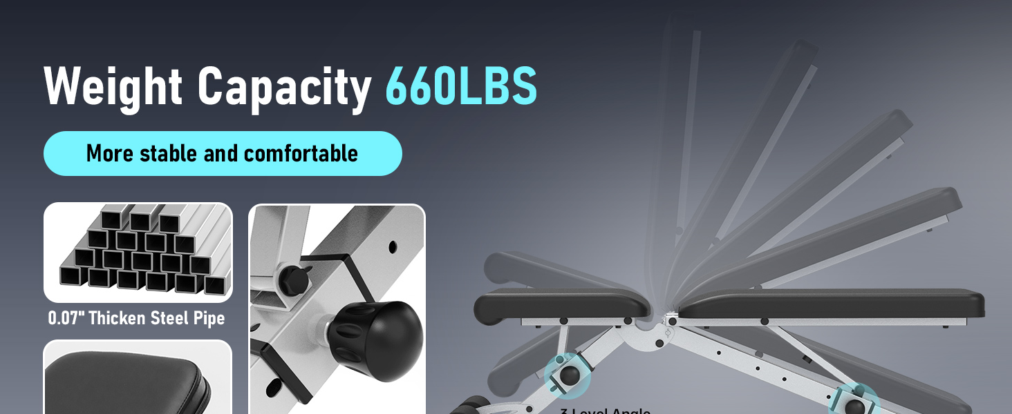 Регульована лава для тренувань Leikefitness, складана тренувальна лава з автоматичним блокуванням для нахилу, вертикального положення та комплексних вправ