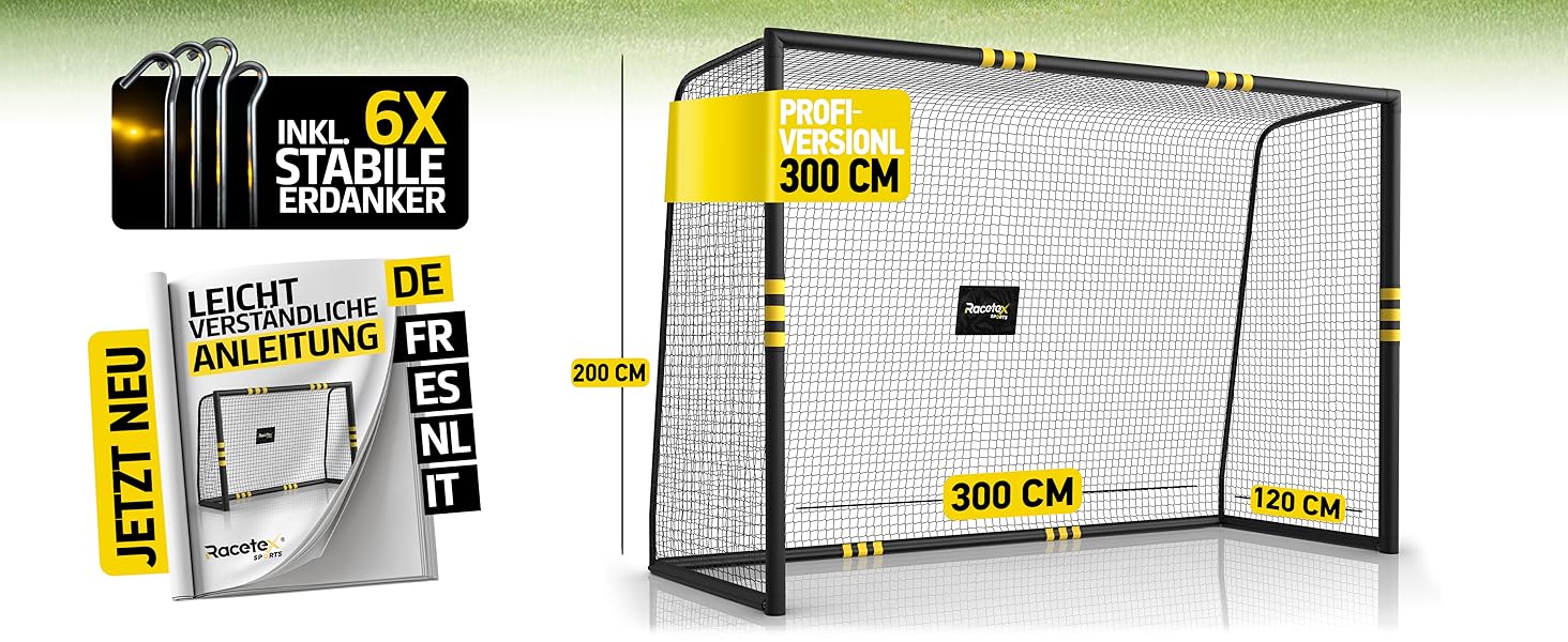 Ворота для футболу в сад для дітей та дорослих з антикорозійним покриттям. Ворота для дітей з анкерами для оптимальної фіксації. Футбольні ворота з м'якою оббивкою 300x200 см