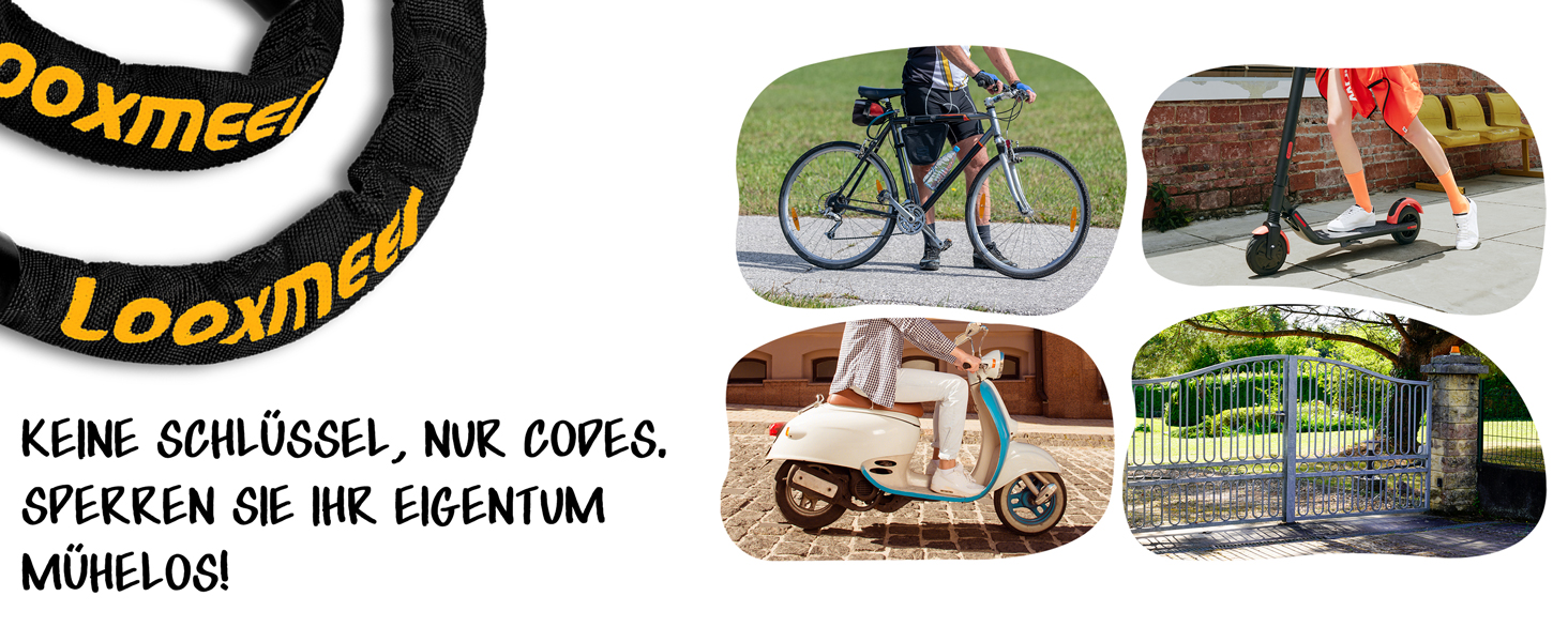 Замки для велосипедів: надійний велозамок з кодовим замком, 90 см, рівень безпеки 8, 5-значний код, для велосипеда, мотоцикла, ролера, дверей (чорний та жовтий)