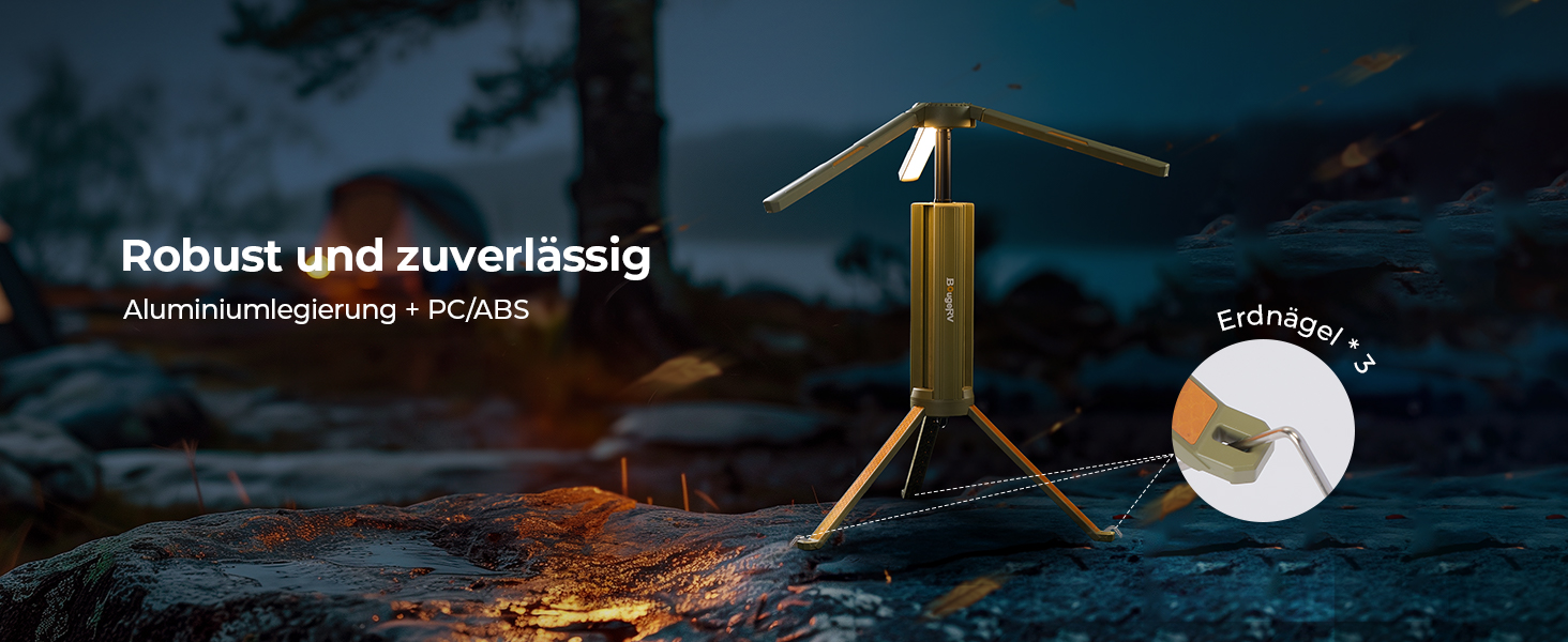 Ліхтар кемпінговий BougeRV 15600mAh, перезарядна лампа для кемпінгу, регульована висота та кут, IP54, водонепроникний, для кемпінгу, подорожей, надзвичайних ситуацій, зелений