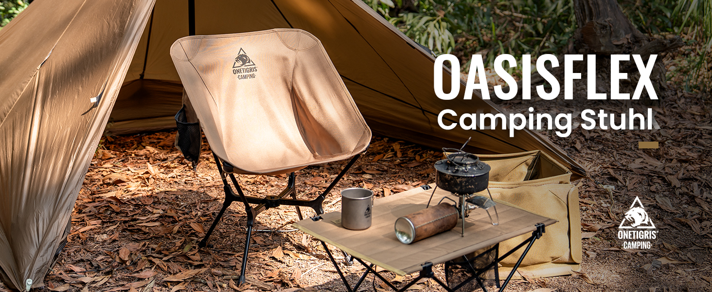Складаний кемпінговий стілець OneTigris OASISFLEX ultralight до 150 кг з двома бічними кишенями для походів та відпочинку на природі, Койот (Коричневий)