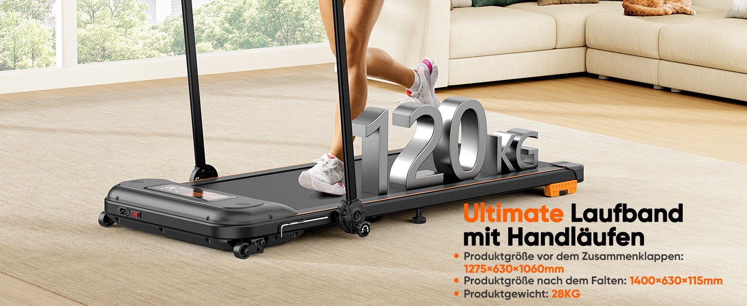 Складана електрична бігова доріжка Walking Pad для дому з регулюванням нахилу, швидкість до 12 км/год, 2.5HP, LCD-дисплеєм, пультами та керуванням через додаток, амортизація, чорна