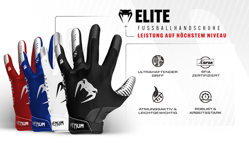 Рукавички футбольні Venum Elite Schwarz/Silver, розмір S (дорослі)