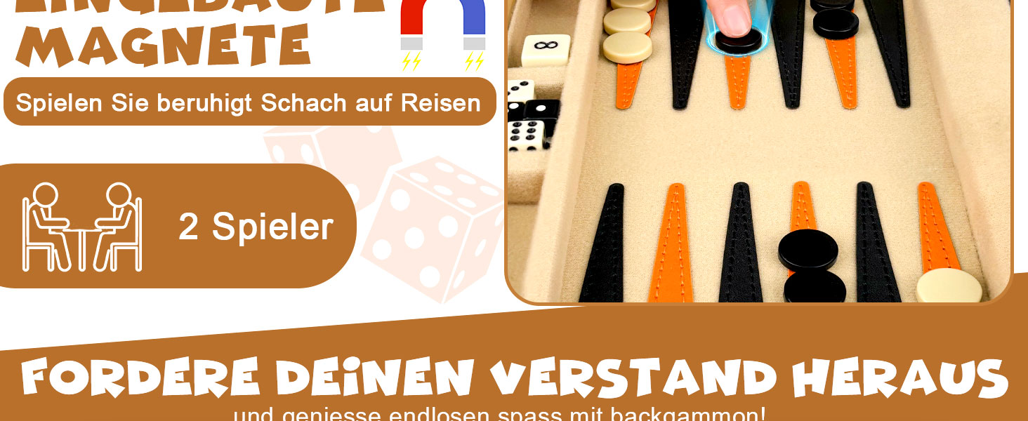 Набір для гри в нарди Lohofrnny, переносний, класичний, для дорослих та дітей (колір: коричневий)