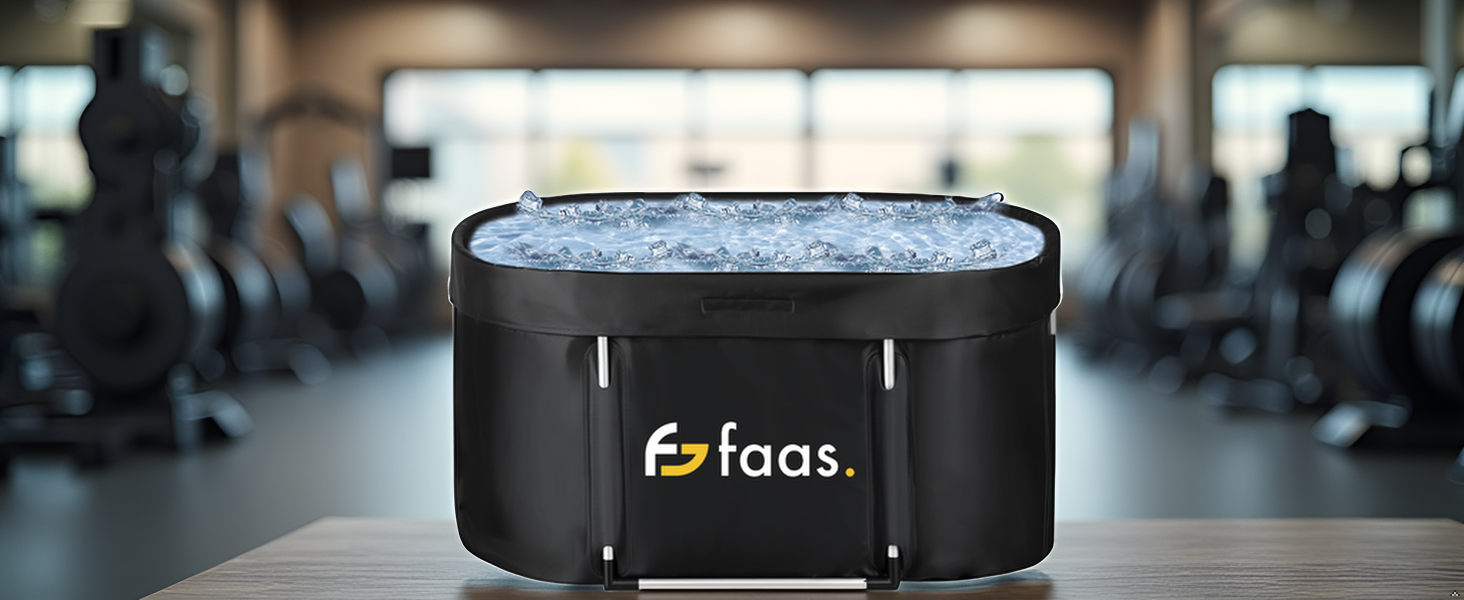 Зручна складана ванна для криотерапії Faas Eisbad XL 420L – Чорна, з кришкою та зливом, 420 літрів