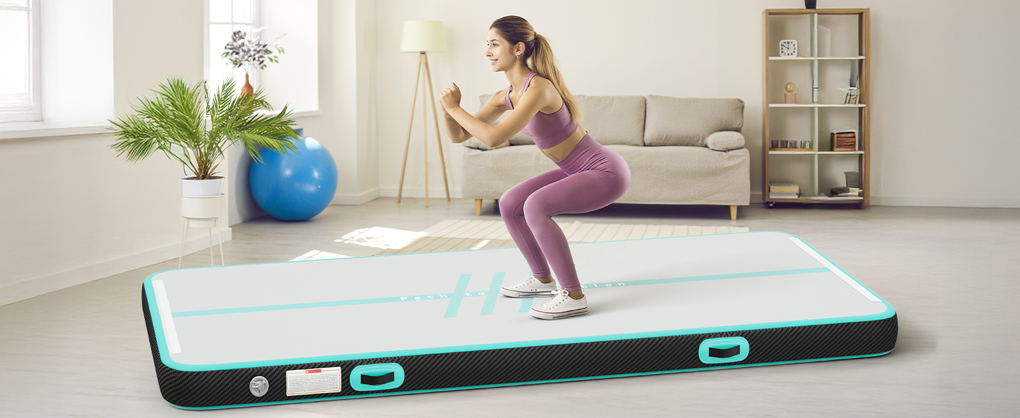 3M DWVO Air Matte Track - Гімнастичний надувний мат для гімнастики, йоги, фітнесу, тренувань, 10 см, зелений