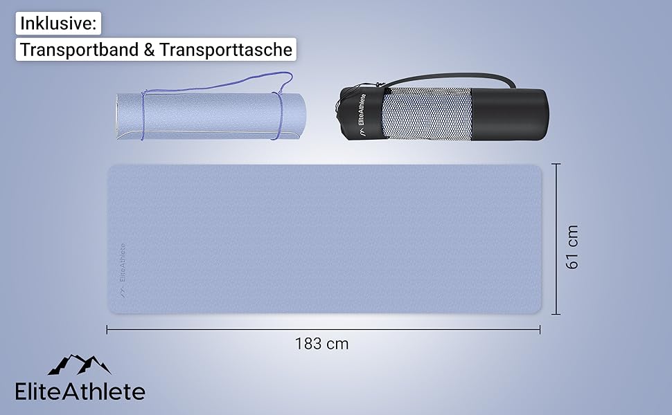 Йога мат EliteAthlete: спортивна, фітнес, гімнастична - з неслизьким покриттям. Розмір 183x61x0.6 см. Включає сумку та ремінь для перенесення. Колір: Ivory Cream